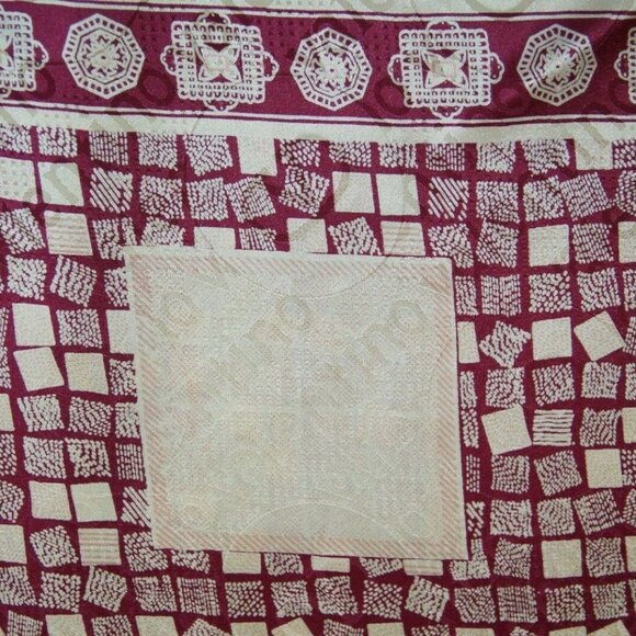VTG Valentino Burgundy Silk Jacquard Fringe Edge Oblong Scarf